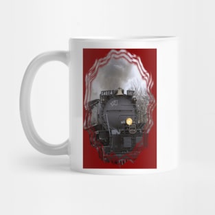 Big Boy in Black Wolf Kansas with steam,smoke,tree's and sky. Mug